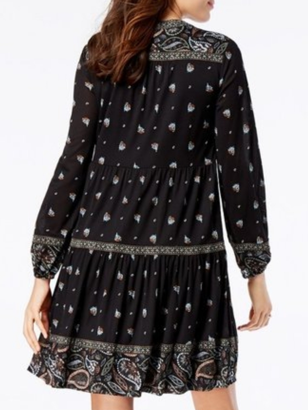 Women's Size Large paisley tiered long-sleeve dress Indie Fairy - Picture 2 of 9